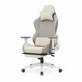 Sedia ergonomica regolabile in tessuto beige e grigio