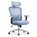 Sedia ergonomica blu con rivestimento in rete