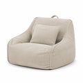 Poltrona in velluto a coste beige con cuscino, 90x100x70 cm