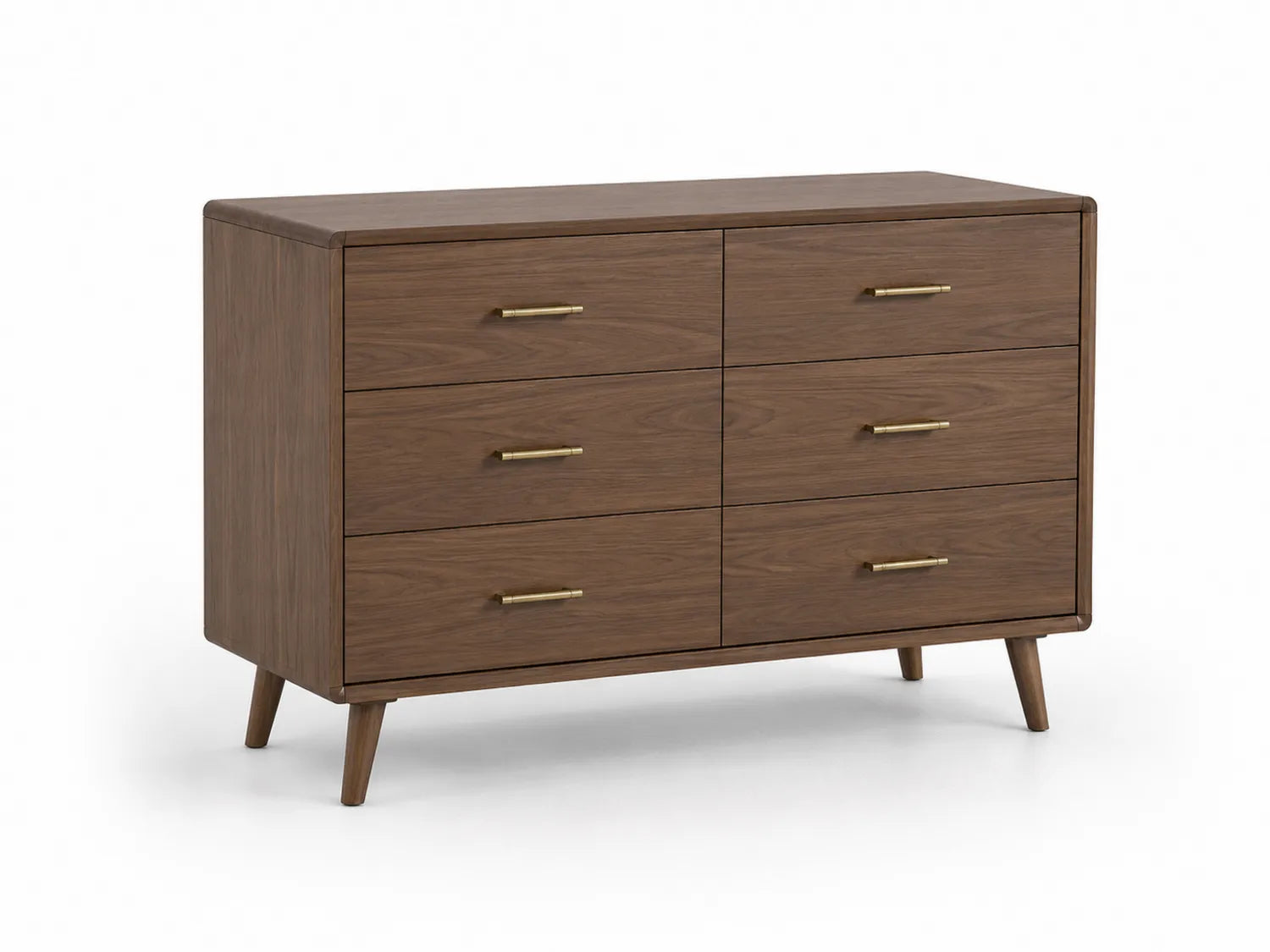 Cassettiera in Legno MDF con 6 Cassetti Noce