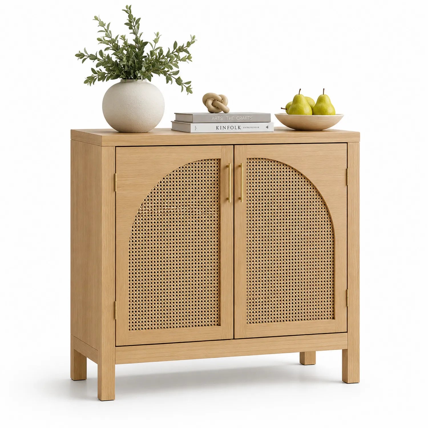 Credenza in Legno e Rattan Anteriore