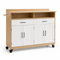 Credenza cucina in legno e bianco con ruote 120x40x90 cm