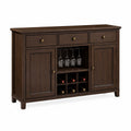 Credenza buffet in legno massello noce con ripiani e cassetti